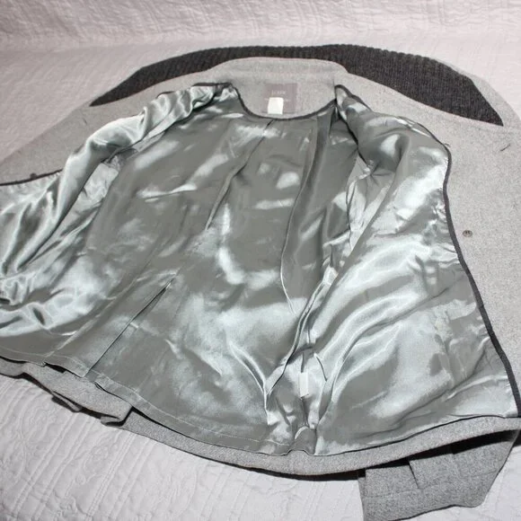J. Crew Womens Stadium Cloth by Nello Gori Wool Blend Pea Coat Gray Size 8 Tall - Picture 5 of 13